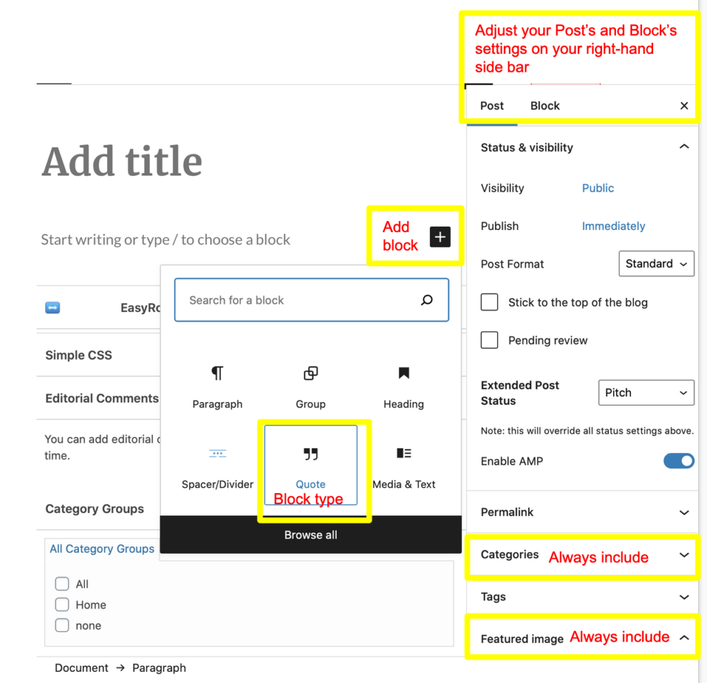 Design your Posts and Pages using Block Editor SLU Digital Portfolios